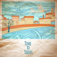 Time to travel abstract drawing card