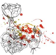 Decor element flowers painted watercolor spots