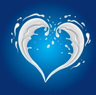 Milk yogurt or cream splash shaped in heart
