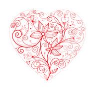 stylized heart with floral elements