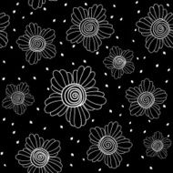 Monochrome Fantastic flowers with spiral carpel Seamless vector pattern