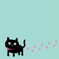 Cartoon cat and paw print track in the corner Frame
