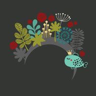 Round banner with fantastic flora