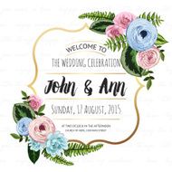 Wedding invitation card with painted flowers N4