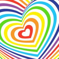 Three-dimensional volumetric valentines day card colorful rainbow