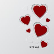 Paper Valentines day card with hearts N13