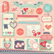 Valentine`s Day scrapbook set - decorative elements