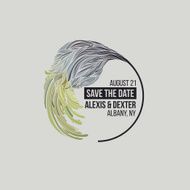 Modern invitation with abstract flower