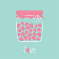 Love bottle jar with pink hearts inside Card