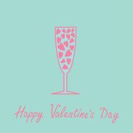 Champagne glass with hearts inside Blue and pink Card