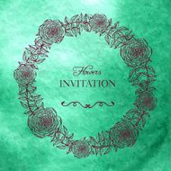 vintage floral frame at watercolor background