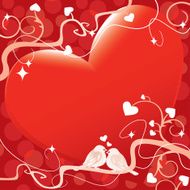 Valentine heart with love birds