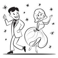 Couple Dancing - Retro Cartoon