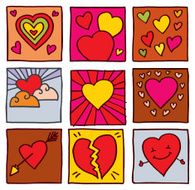 Love heart doodle block icons N2