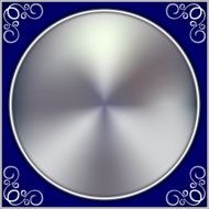 Vector abstract silver circle on blue background with ornament