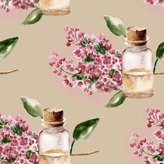 Seamless pattern with the branch of flowers perfume bottle N11