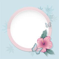 vintage card with butterflies and spring flowers