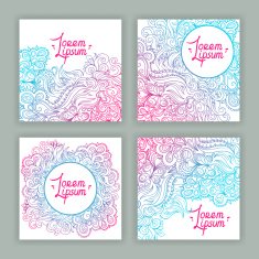 four square cards with beautiful pattern