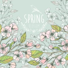 Blossoming Spring Branch Vector illustration N2