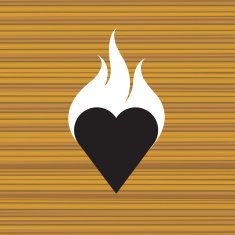 Burning wooden heart (vector)