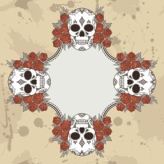 Vector vintage frame with skulls N20