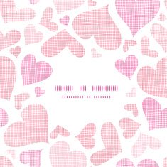 Pink textile hearts center frame seamless pattern background