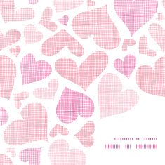 Pink textile hearts horizontal frame corner pattern background