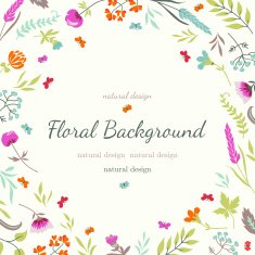 Floral background with flowers and herbs N5