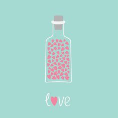 Love bottle with hearts inside Pink and blue Card