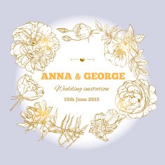 Wedding invitation with vintage flowers N2