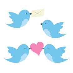 Birds with envelope and hearts