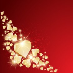 Background 3d golden hearts Vector N4