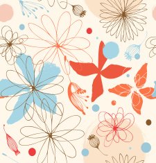 Seamless doodle pattern with drawn flowers