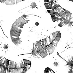 Seamless Pattern with Watercolor Feathers N6