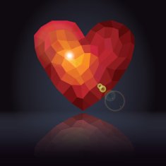 Abstract background with triangles - polygons red heart