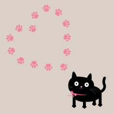 Cat and paw print heart frame template Flat design