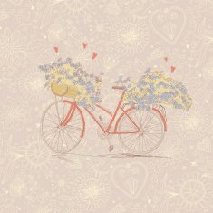 Cute vintage illustration with a bike and flowers N2