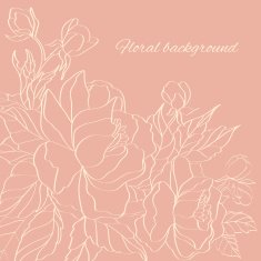 Floral background with hand drawn peonies N2