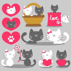Two cats romantic valentine set N2