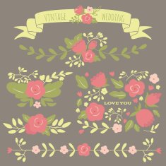 Set of floral elements for a wedding or birthday N2