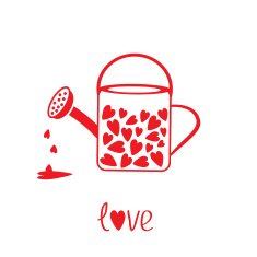 Love watering can with hearts inside Card