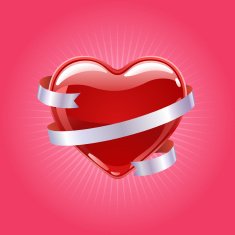 Glossy heart with ribbon