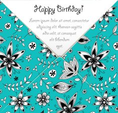 Happy Birthday card with colorful floral pattern N4