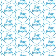 Seamless pattern with blue hearts on white background Happy birthday