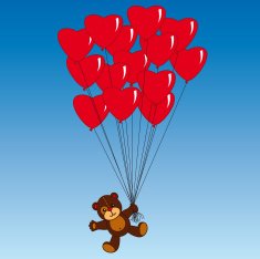 Valentine's Day Teddy bear with 14 balloons