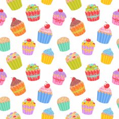 Cute seamless pattern with muffins and cupcakes