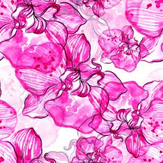 watercolor and digital seamless pattern with flowers N2