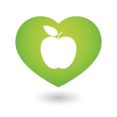 Heart icon with an apple