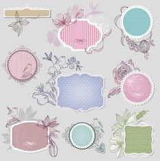 Romantic frame with birds and flowers N2