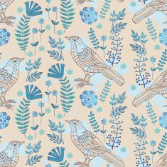 delicate vintage pattern with birds and flowers
